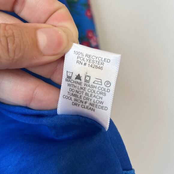 Rhode Suki Wrap Effect Floral Crepe Top in Blue Multi - Picture 6 of 6